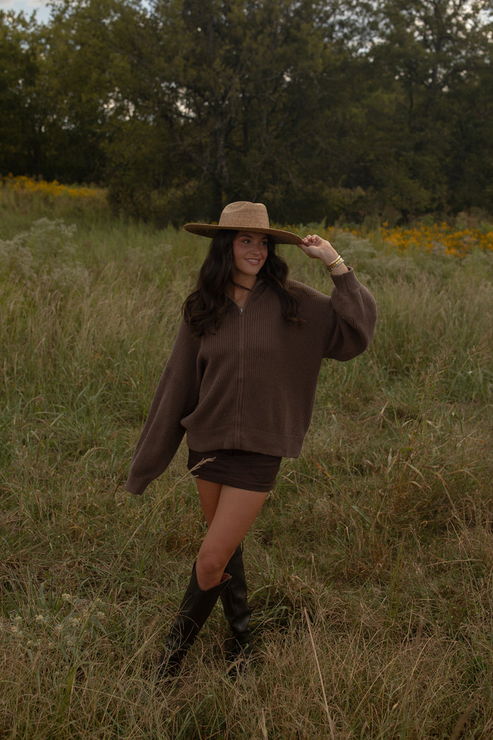 Late Sundays Zipper Cardigan (chocolate)