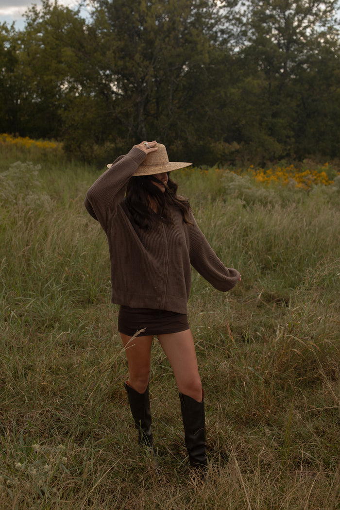 Late Sundays Zipper Cardigan (chocolate)