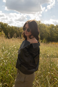 Wells Washed Leather Jacket (black)