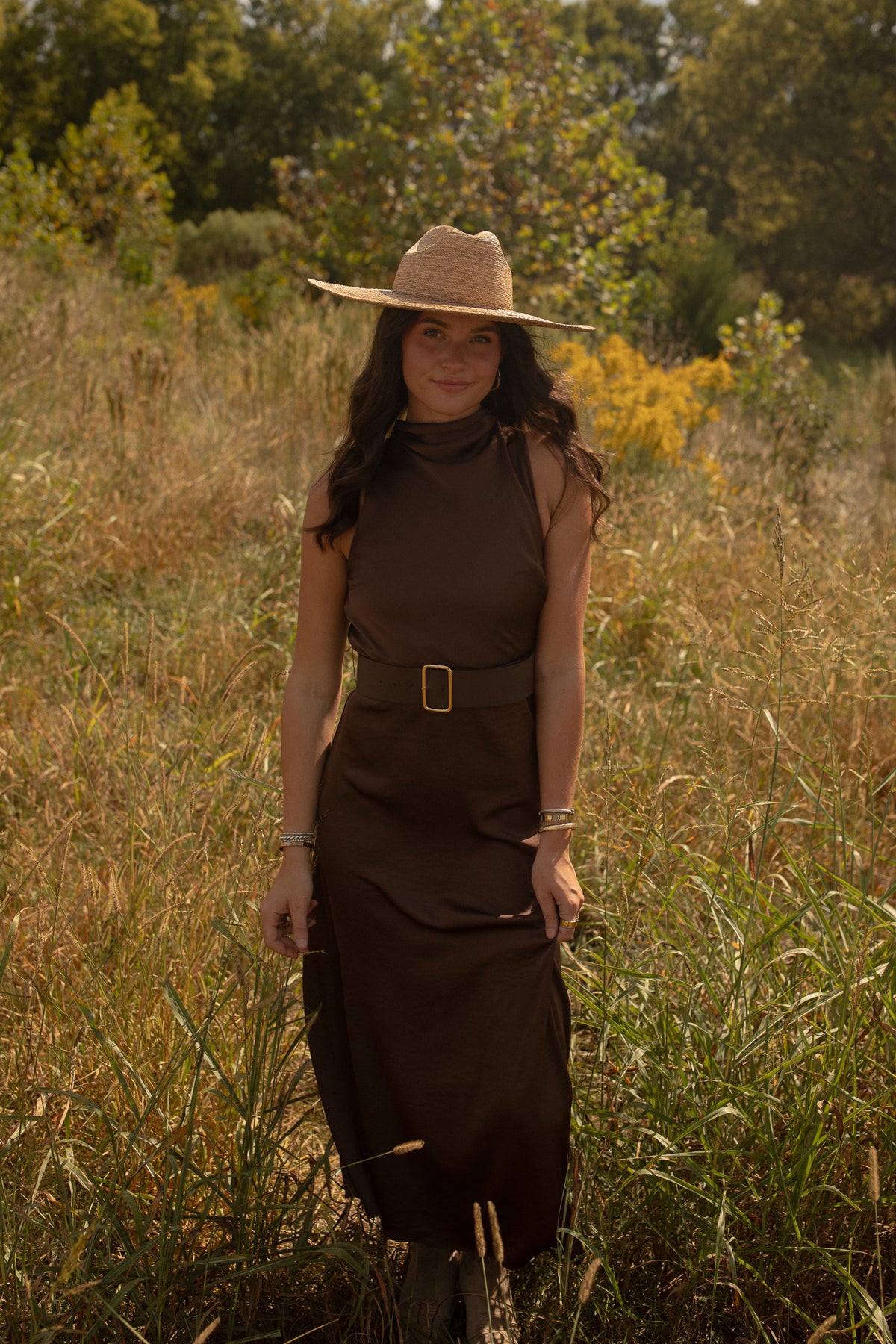 Fiona Satin Halter Dress