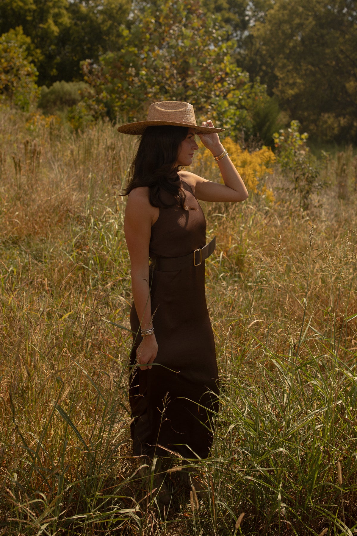 Fiona Satin Halter Dress