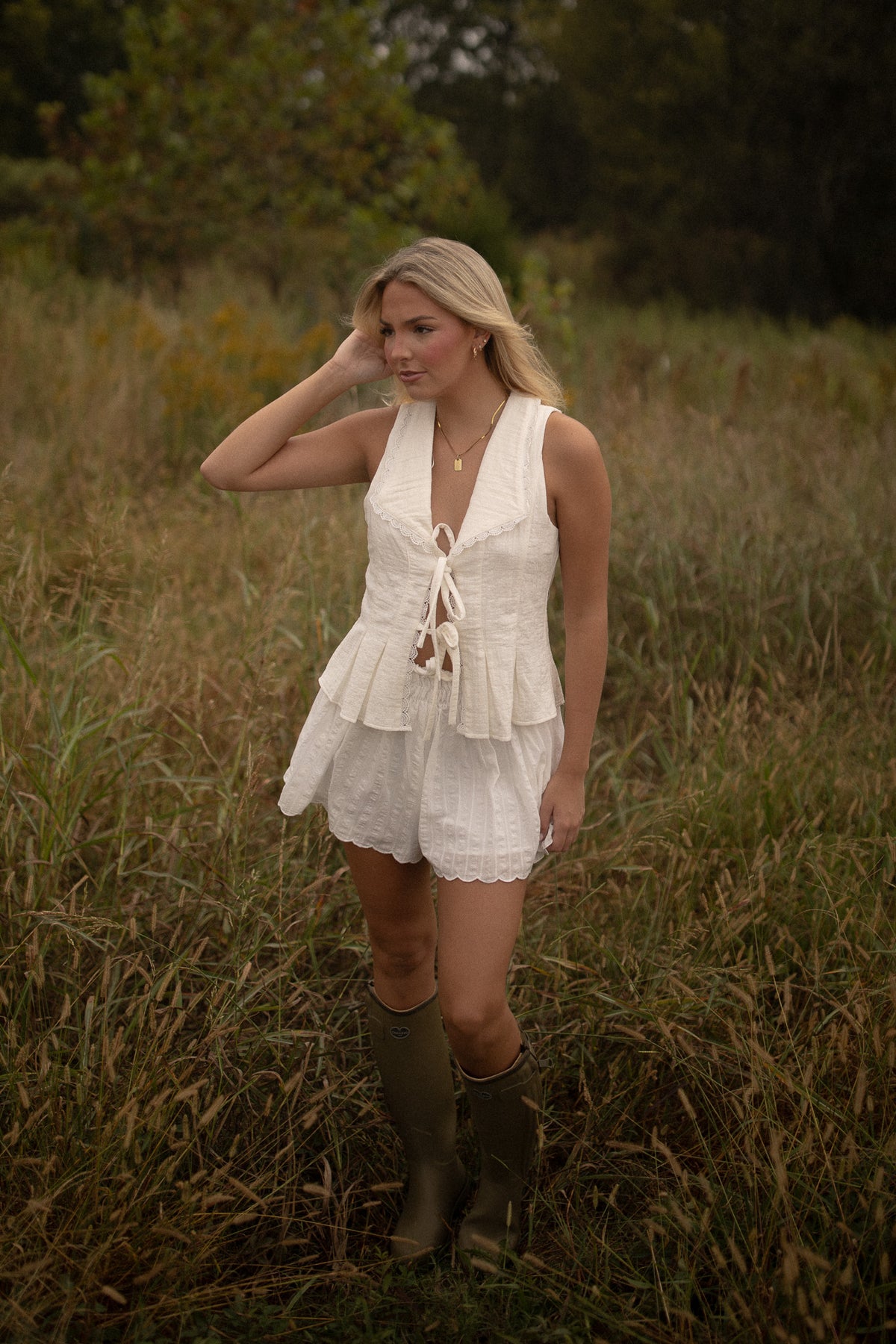 Hersy Lace Bow Tie Top