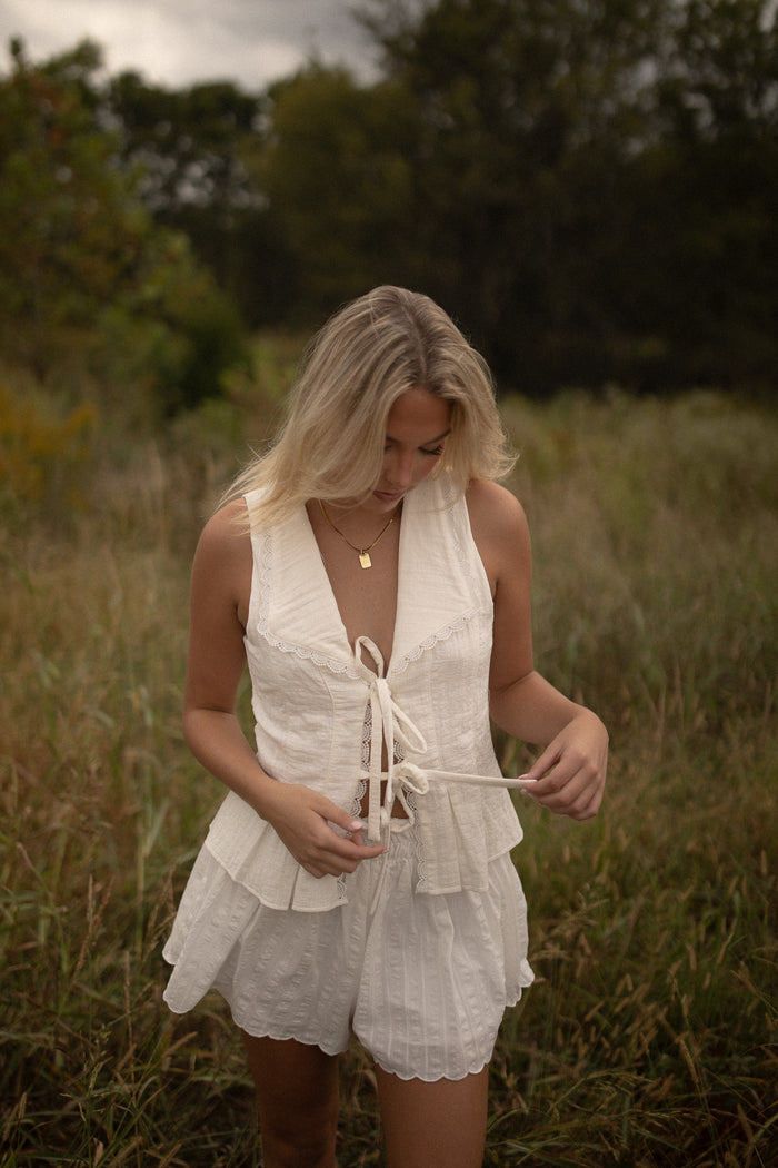 Hersy Lace Bow Tie Top