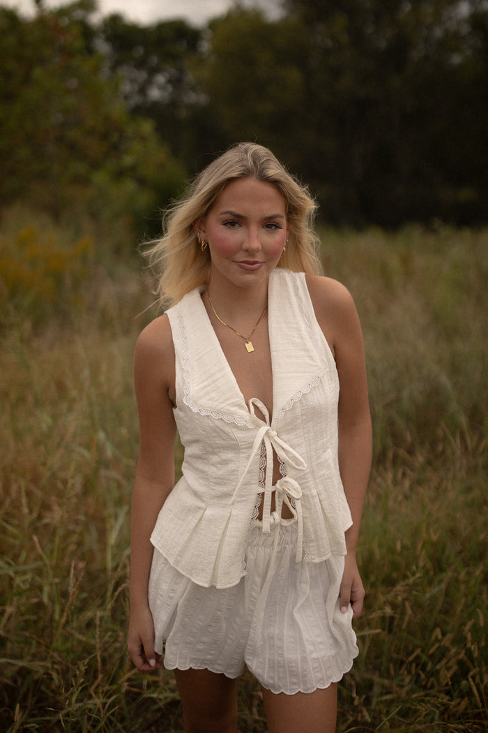Hersy Lace Bow Tie Top