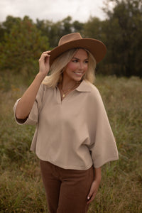 The Townes Collared Top (stone)