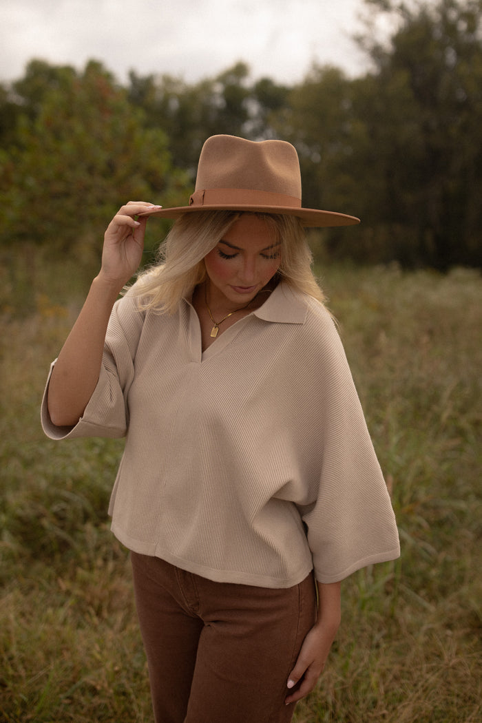 The Townes Collared Top (stone)