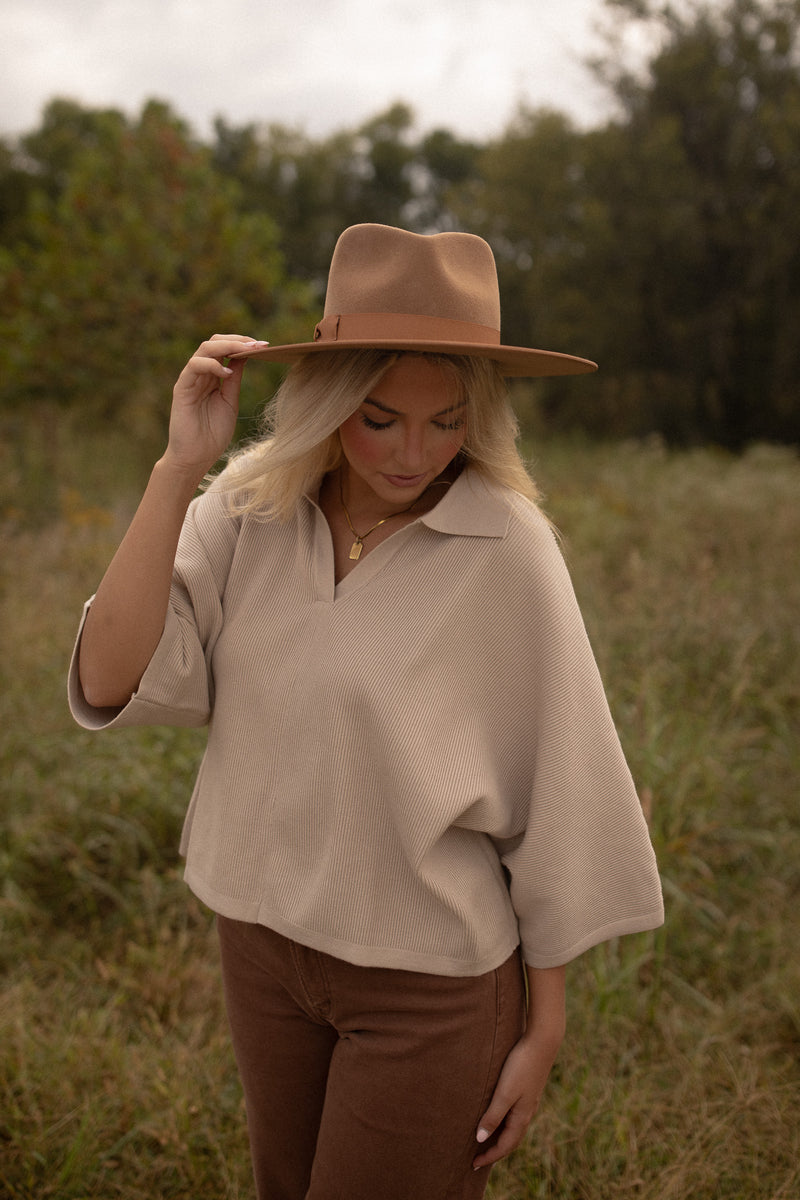 The Townes Collared Top (stone)