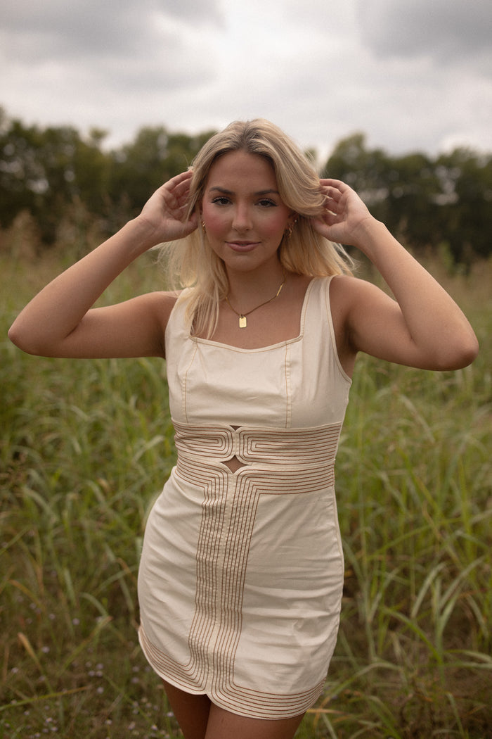 Contrast Stitch Dress (cream)