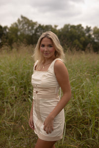 Contrast Stitch Dress (cream)