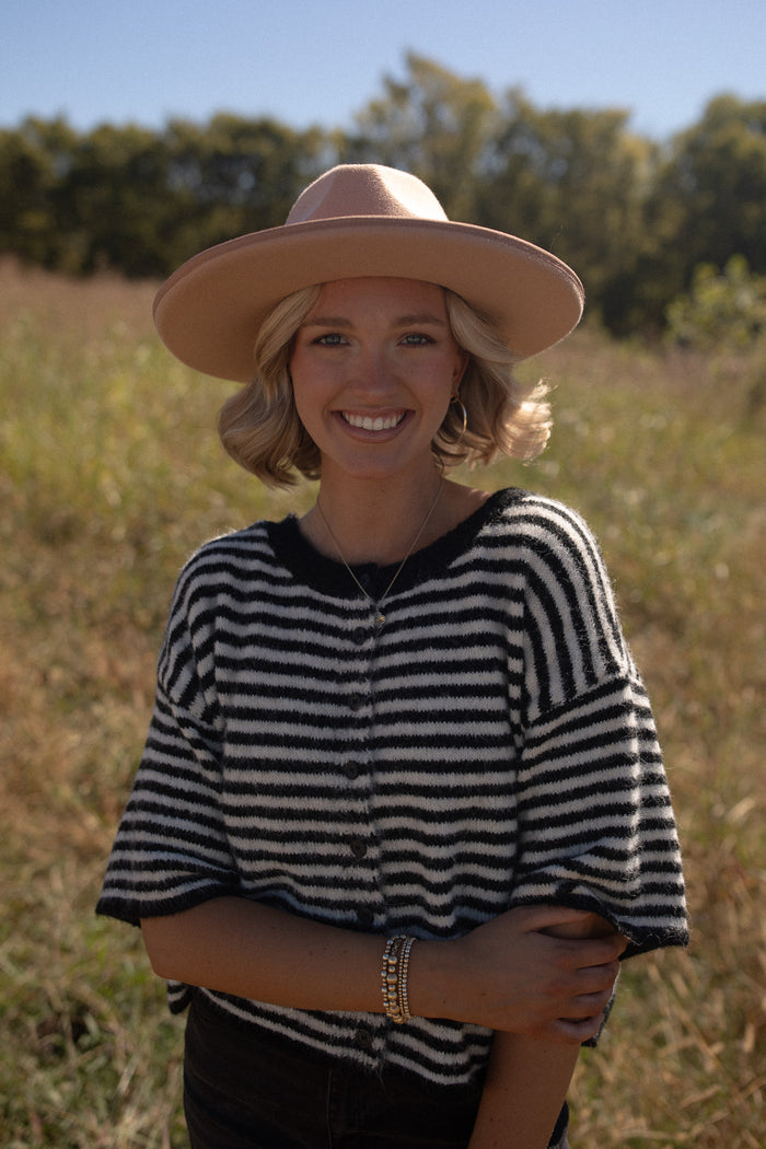 The Penny Cardigan (black/ivory stripe)