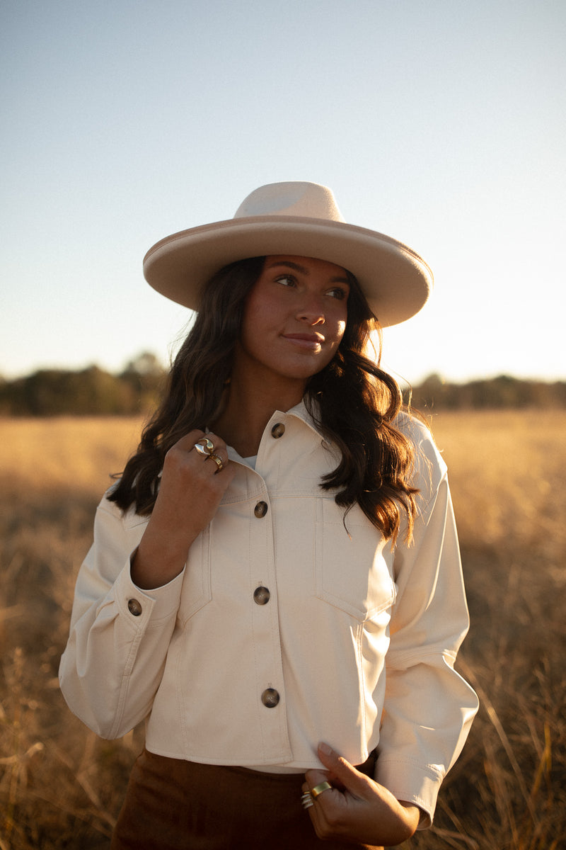 Porter Faux Leather Jacket (ivory)