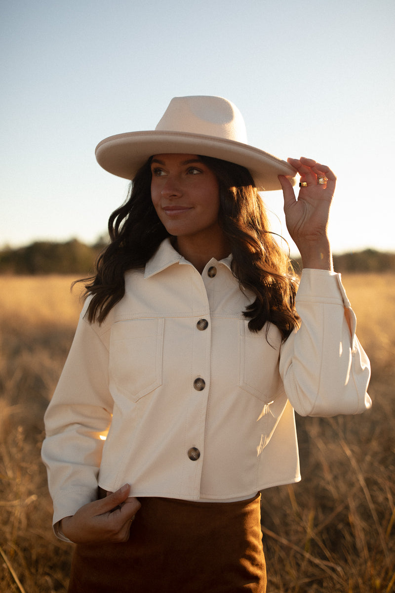 Porter Faux Leather Jacket (ivory)