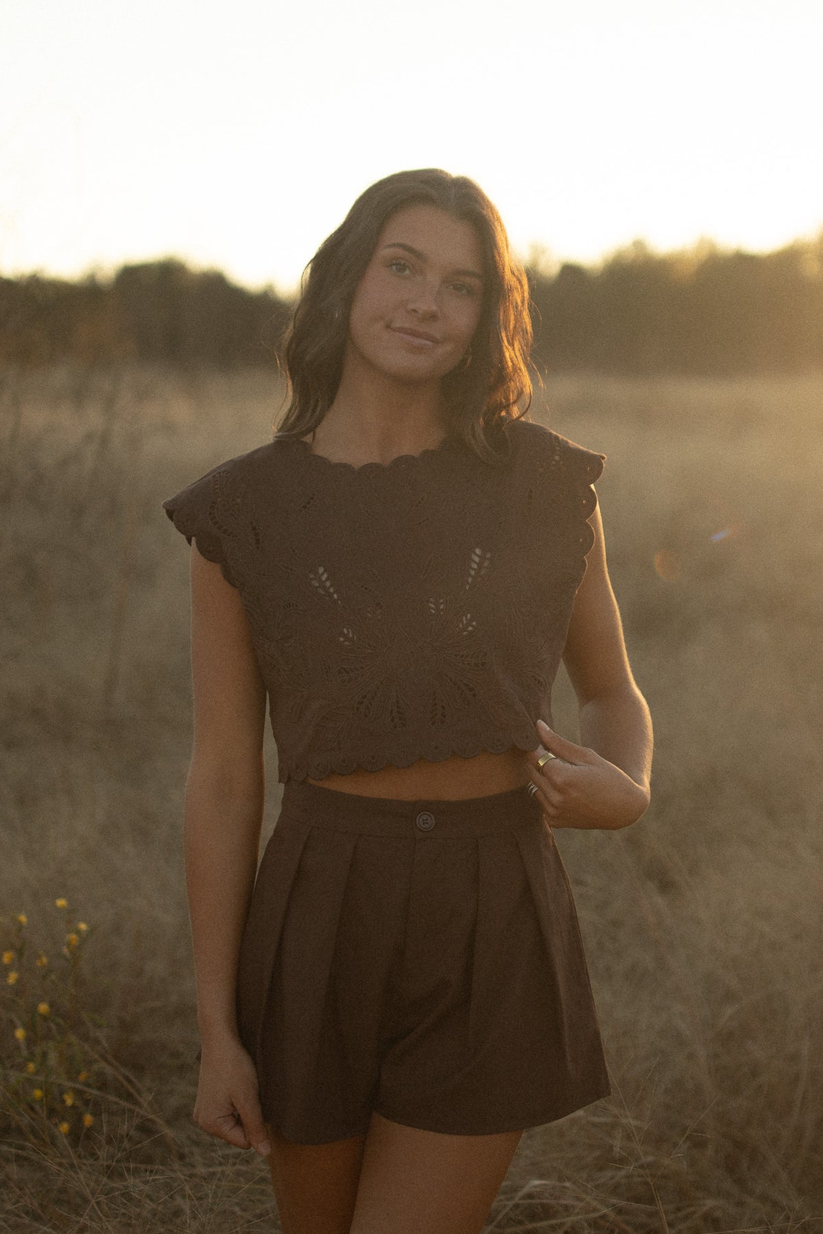 Chocolate Embroidery Top