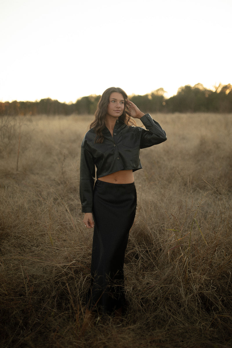 Classic Satin Maxi Skirt (black)