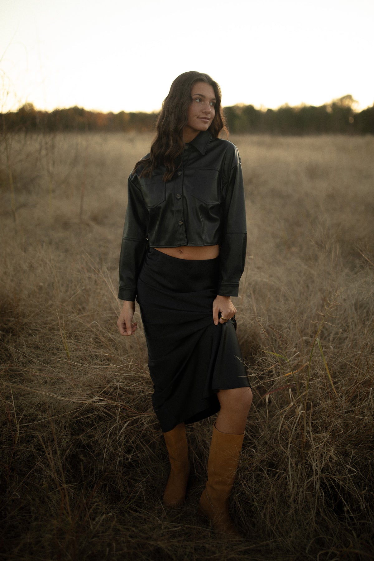 Classic Satin Maxi Skirt (black)