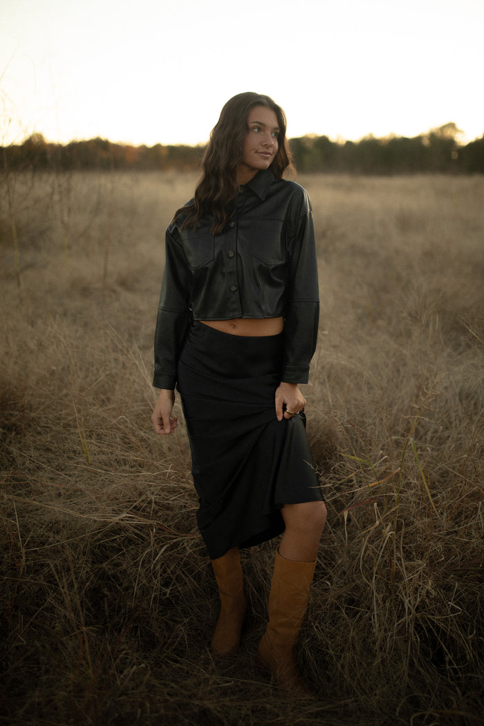 Classic Satin Maxi Skirt (black)