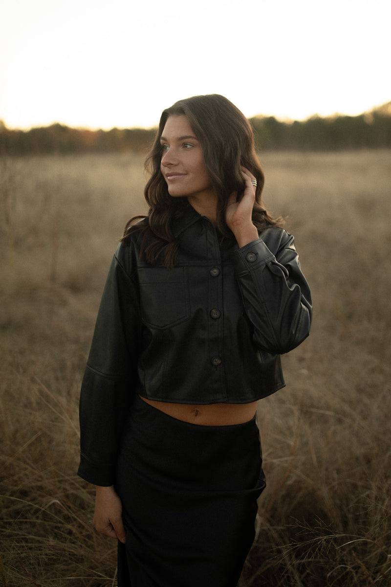 Cropped Leather Jacket (black)