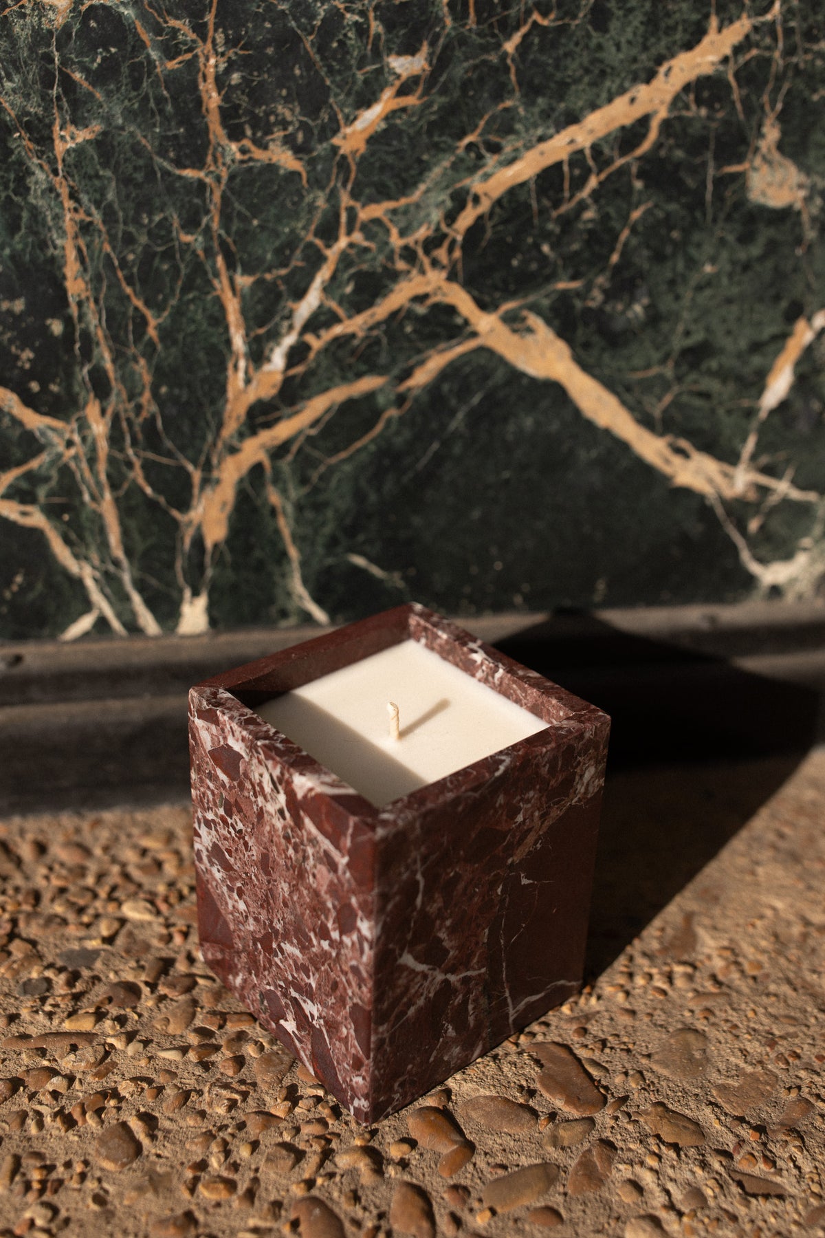 Rosso Levanto Marble Candle