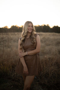 Side Smocked Pleather Dress