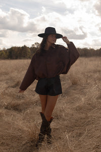 Chocolate Suede Bomber Jacket