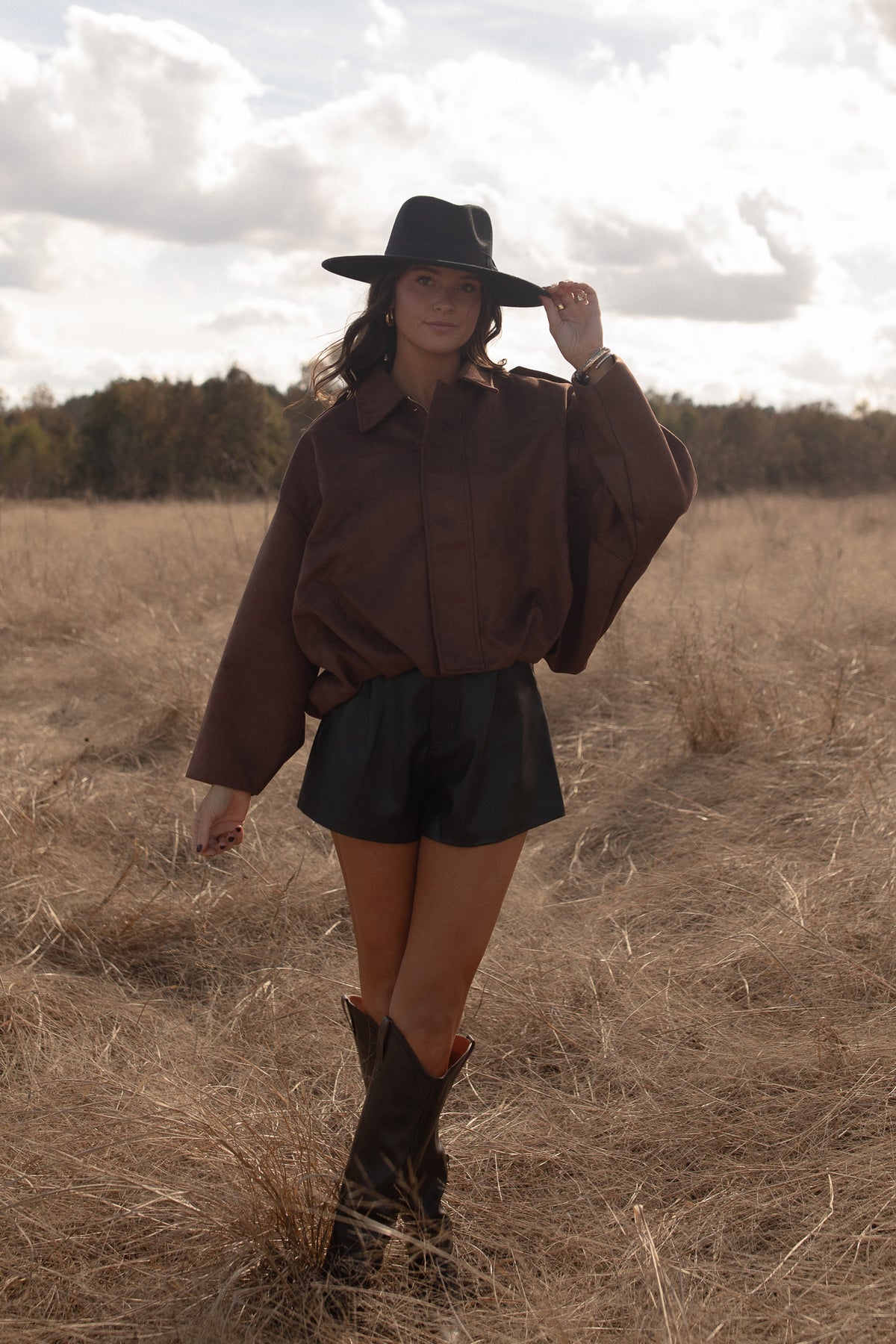 Chocolate Suede Bomber Jacket