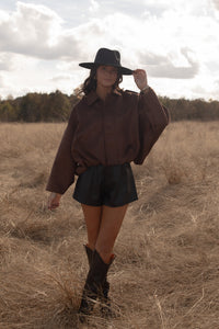 Chocolate Suede Bomber Jacket