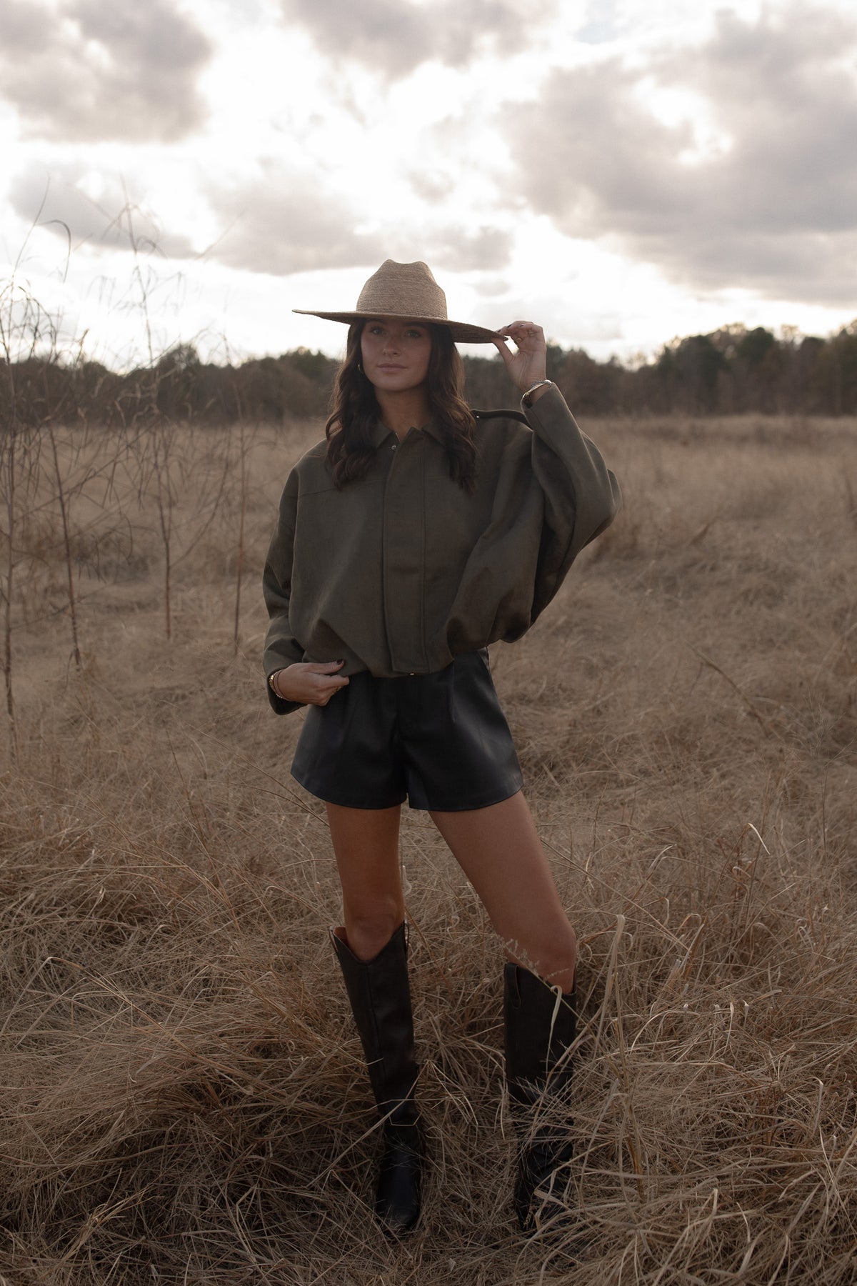 Olive Suede Bomber Jacket