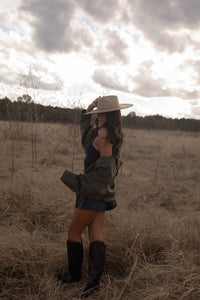 Olive Suede Bomber Jacket