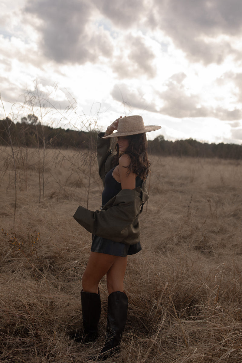 Olive Suede Bomber Jacket