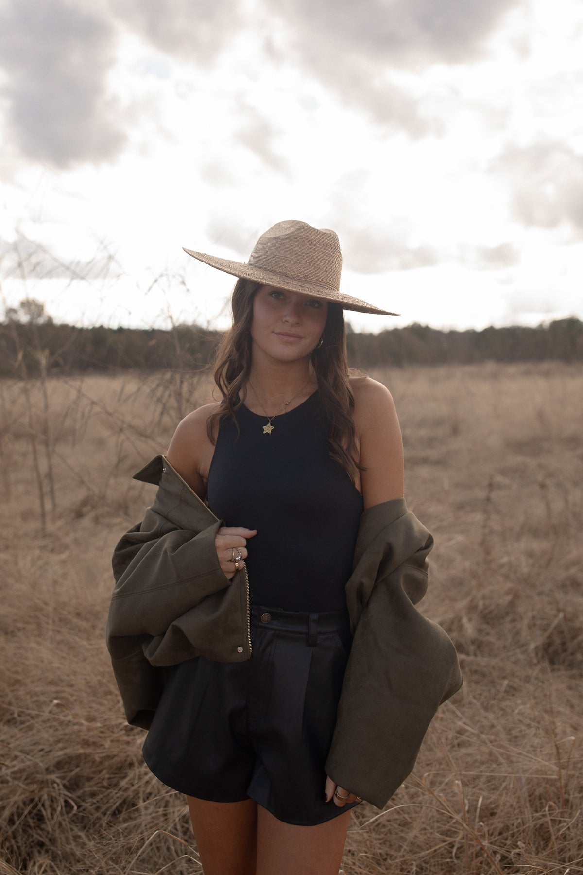 Olive Suede Bomber Jacket