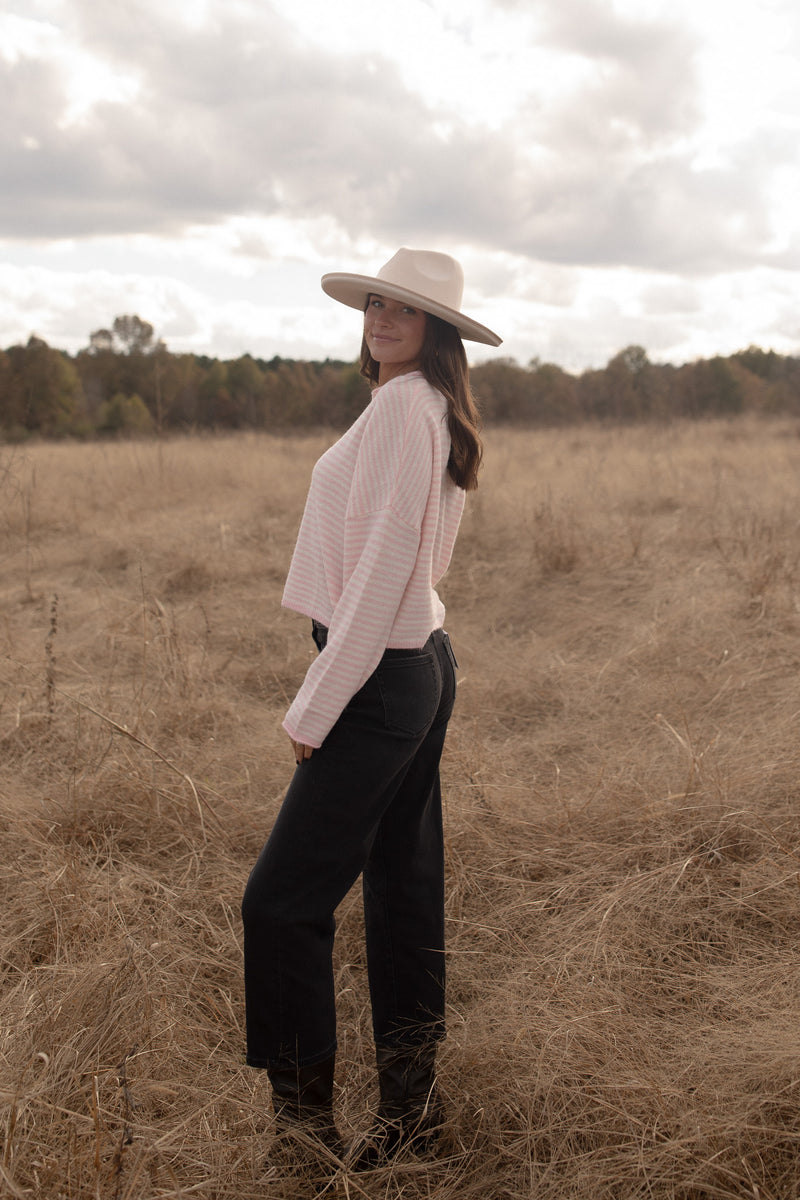 The Piper Cardigan (pink mini stripe)