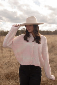 The Piper Cardigan (pink mini stripe)