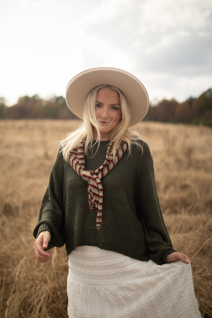 Oversized Balloon Sleeve Sweater (Olive)