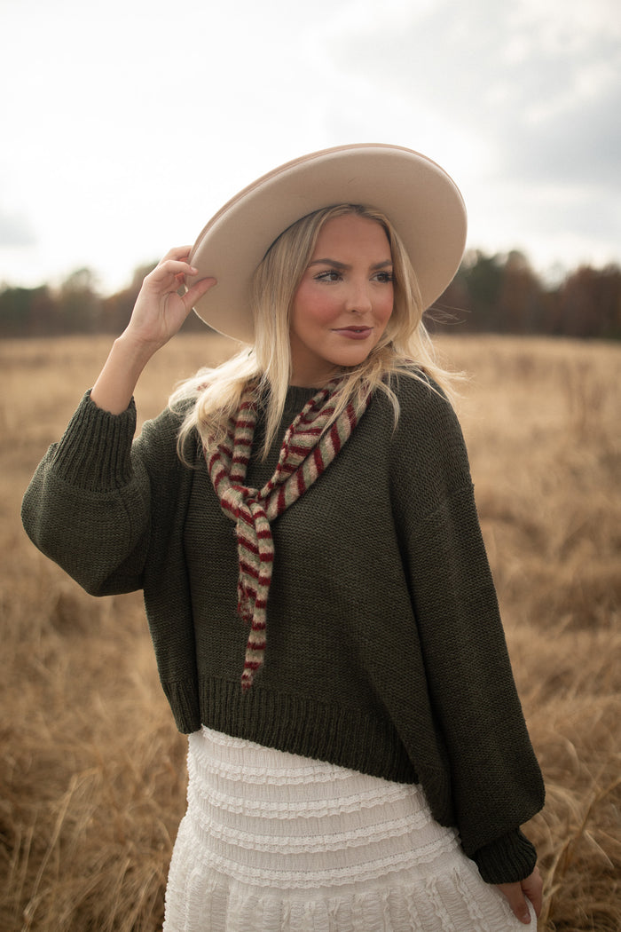 Oversized Balloon Sleeve Sweater (Olive)