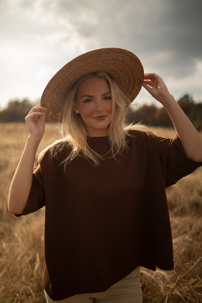 Chocolate Boxy Scuba Tee