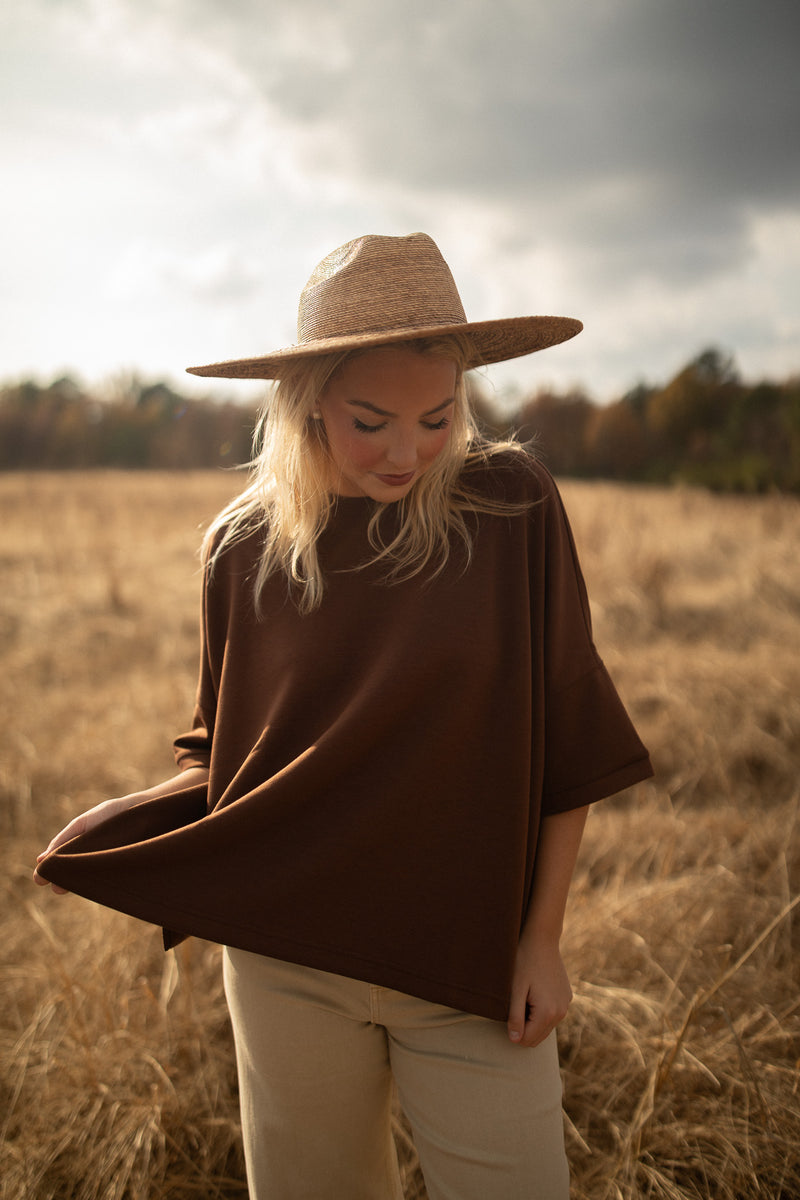 Chocolate Boxy Scuba Tee