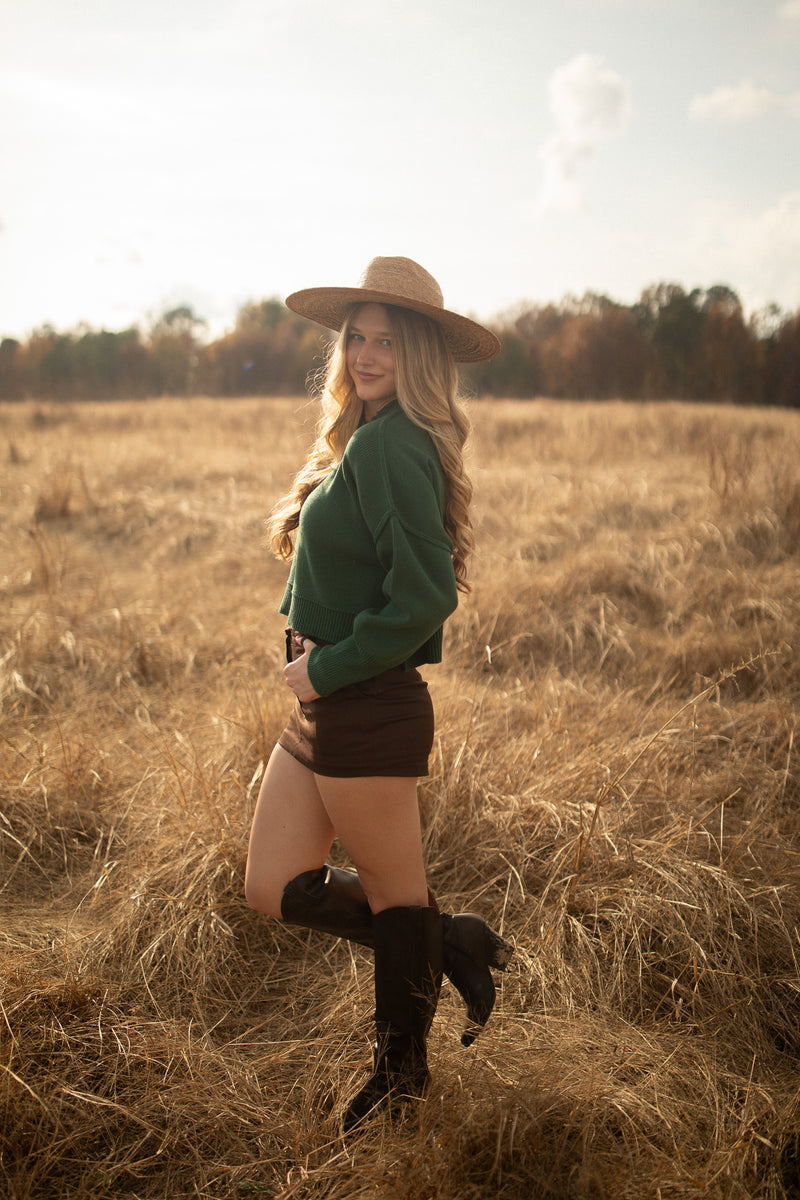 Cropped Boxy Sweater (hunter green)