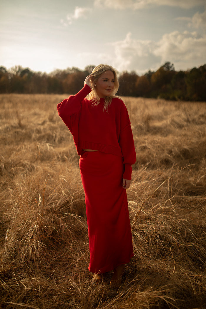 Cropped Boxy Sweater (ruby)