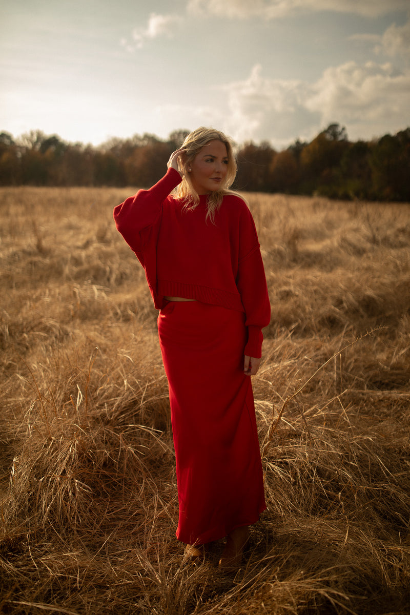 Cropped Boxy Sweater (ruby)