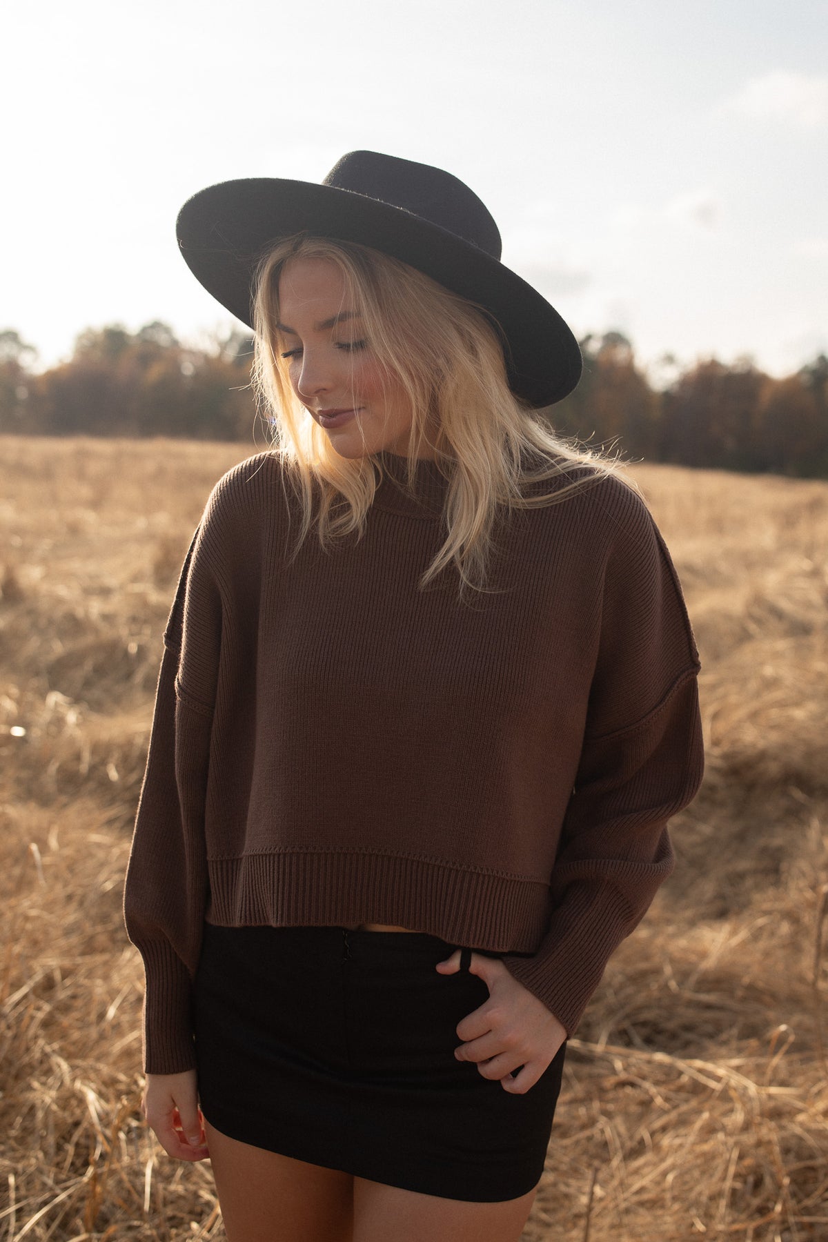 Cropped Boxy Sweater (brown)