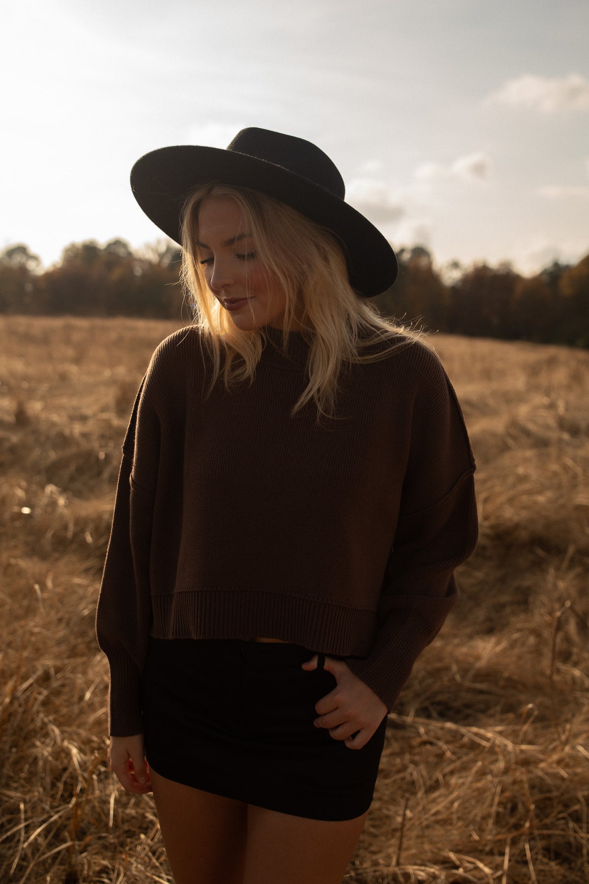 Cropped Boxy Sweater (brown)