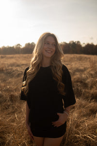 Black Boxy Dolman Tee