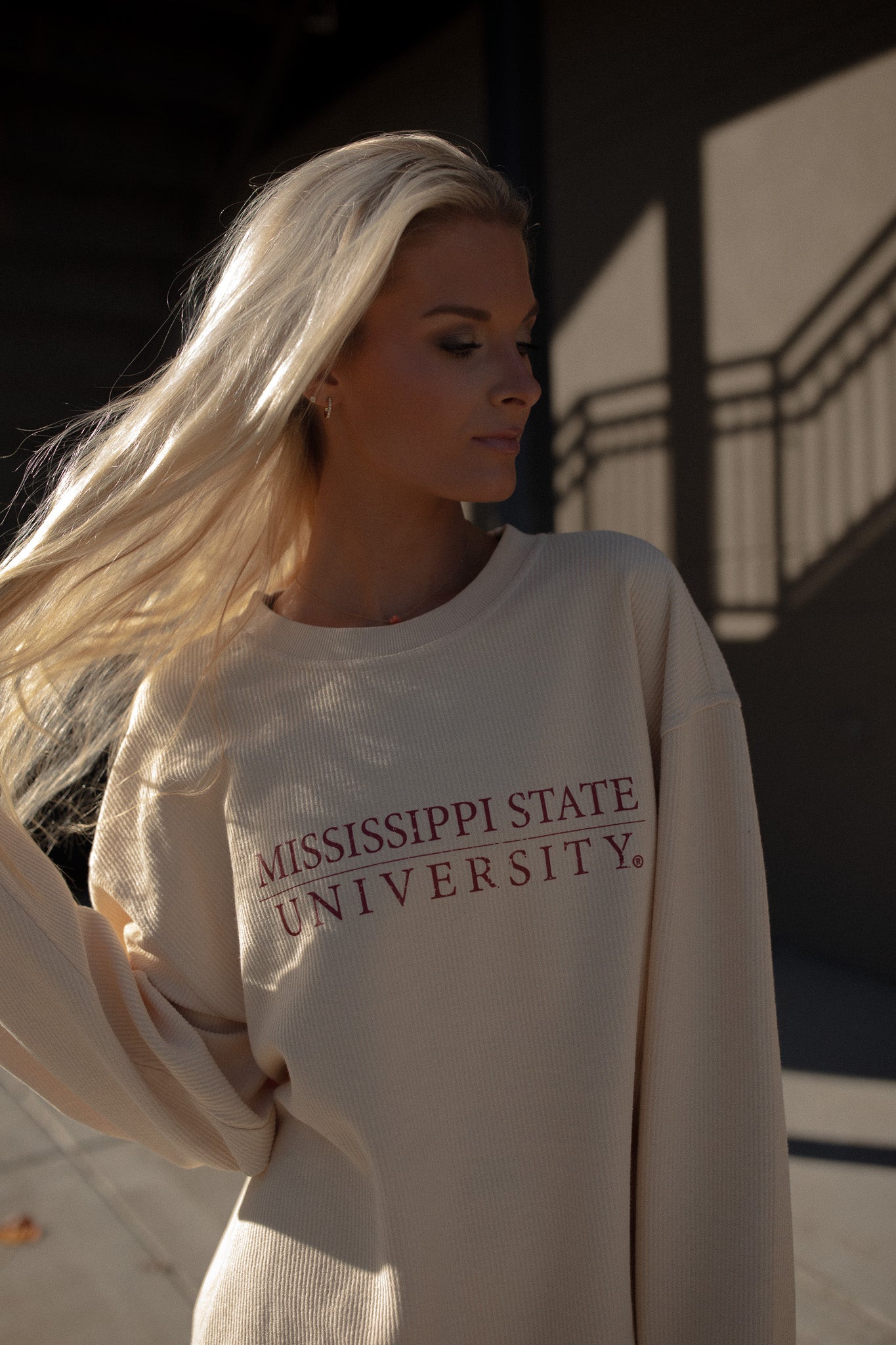 MSU Collegiate Ribbed Sweatshirt (Natural)