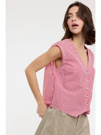 Gingham Molly Top (red) - GEORGE-MARY'S