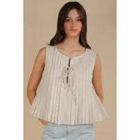 Polly Pleated Tank (oatmeal)