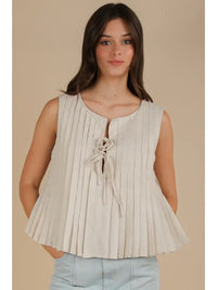 Polly Pleated Tank (oatmeal)