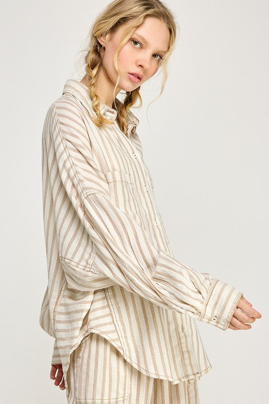 St. Tropez Striped Shirt (sand)