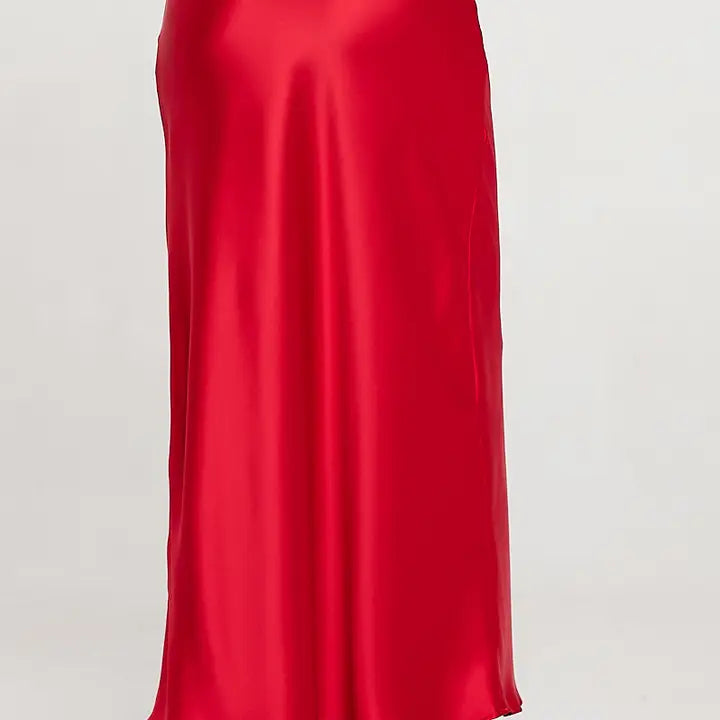 Satin Maxi Skirt (red)