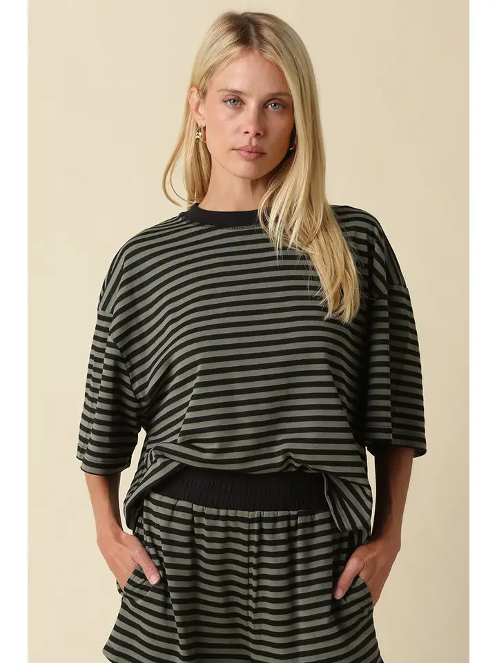 Reese Striped Short Sleeve Top