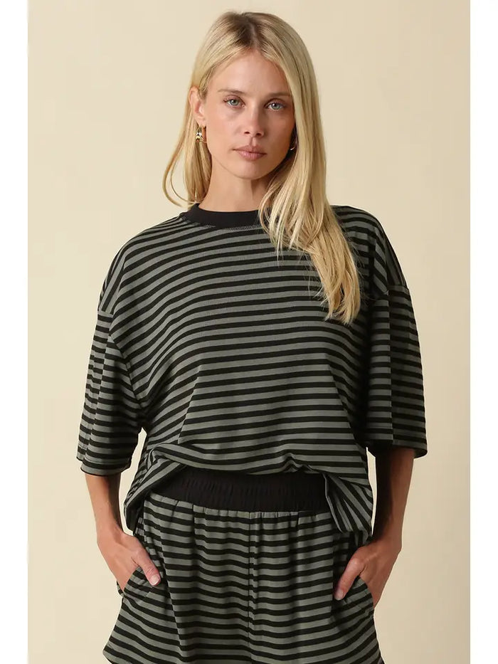 Reese Striped Short Sleeve Top - GEORGE-MARY'S
